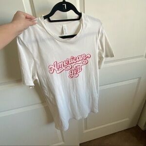 Bella Canvas White Tee with Pink "American Girl" Script